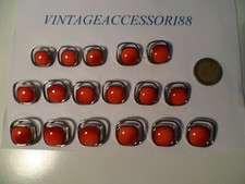 SARTORIA LOTTO 17 BOTTONI BUTTONS 3 misure VINTAGE ANNI 70 COLOR ROSSO QUADRATO