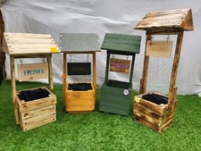 Pozzo dei desideri in legno fatto a mano ""Casa"" ""Benvenuto"" pianta da giardino legno da esterno