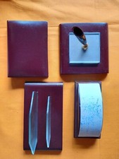 Set Da Scrivania Ufficio Pelle Tampone Portapenna Stilografica... G