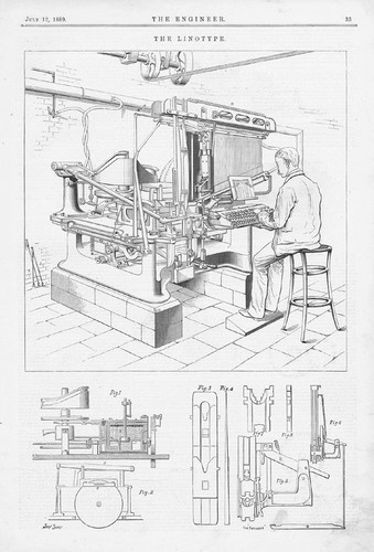 Linotipo stampa antica 1889 - stampa,