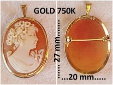 GIOELLO ART NOUVEAU CIONDOLO CAMMEO BROOCH VINTAGE ORO 750K PENDANT SPILLA