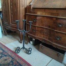 Candelabro da terra in ferro pieno forgiato e battuto a mano, x interni/esterni