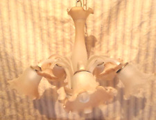 antico lampadario Liberty ottone ampolle fiori cristallo opalinato 5 luci