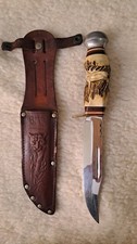 coltello da caccia lama fissa con fodero in cuoio