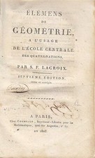 ELEMENS DE GEOMETRIE di Lacroix 1808 Courcier Libro Antico matematica geometria