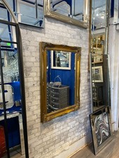 Specchio da parete rettangolare spazzato smussato antico ornato oro 106x75 cm metallo