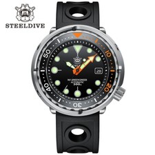 Orologio Automatico Da Sub Steeldive SD1975C In Gomma Seiko Tuna Limitato Nero