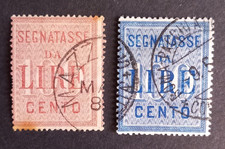 Regno 1884 -1903 Francobolli  Segnatasse da lire 100   2 valori usati 