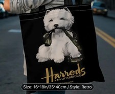 NUOVA HARRODS Knightsbridge borsa shopper originale cane di classe - bianco e nero