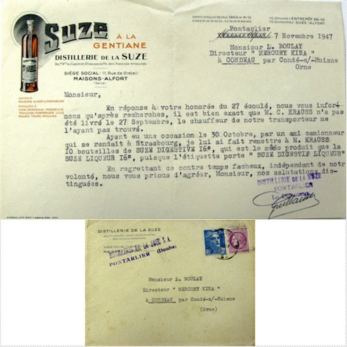 Suze distillerie lettre - suze,