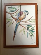Quadro in ceramica porcellana piastrella vintage pappagallo Maranello Modena