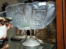 fruttiera jatta cristallo molato base argentata metà 900