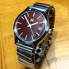 Orologio CITIZEN Q&Q MEC vintage carica manuale quadrante bordeaux cassa 35 mm ansa 18 mm