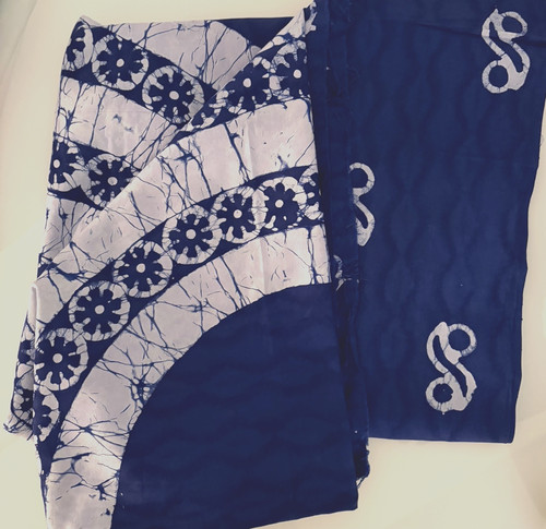 Indigo blue batik fabric - blue,
