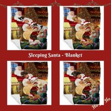 Babbo Natale che dorme con regali cane gatto animale domestico coperta tessuta