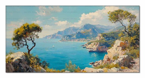 Quadro olio costa - , mediterranea