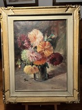 Coppia Dipinti Fiori Olio su