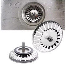 2 tappo CUCINA LAVELLO  Filtro Scarico Cestello Fermarifiuti Acciaio 84 mm 2pz