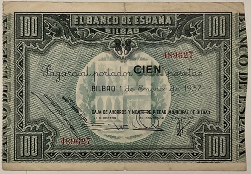 100 pesetas vizcaya - pesetas, 1937