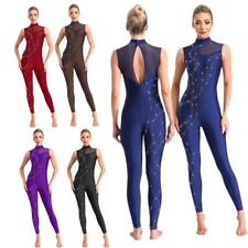 Body donna ginnastica lunghezza intera senza maniche figura pattinaggio su ghiaccio