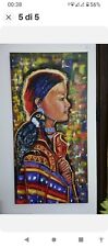  quadro moderno dipinto a mano, quadro donna, indiani d'America, western decor 
