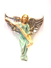 presepe 30 cm angelo gloria da appendere CARTAPESTA DIPINTO A MANO
