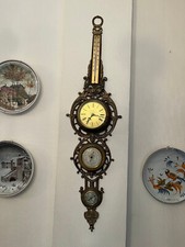 Orologio da muro con barometro in ottone vecchio stile funzionante