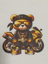 t-Shirt unisex collezione orsetto motociclista - Maglia Maglietta - doppia stam