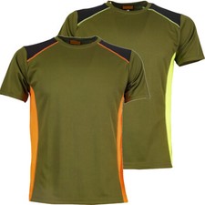 T Shirt Maglia Uomo Mezza Manica Verde Fluo Arancio Caccia Trekking Passeggiata