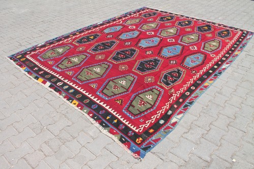 Kilim rosso vintage - , curato