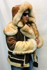 Vero 100% pelle di Pecora Montone Fox Bomber B3 Pilota Cappotto Giacca S-8XL