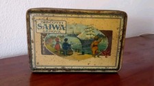 Scatola Latta Biscotti Saiwa Genova Veliero Bambini Pubblicitaria Vintage 