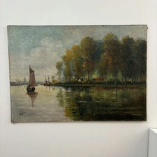 Antico dipinto olio paesaggio
