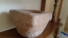 Antico Mortaio Pietra Scolpito A Mano Originale D'epoca 