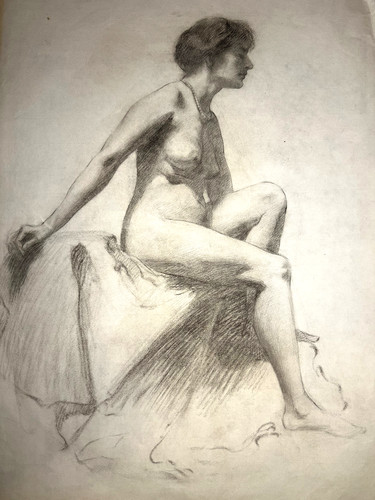 Figura femminile seduta - ,