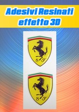 2 Adesivi logo FERRARI Resinati effetto 3D - misure 30x38mm