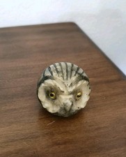 Vecchio Gufo Di Marmo Come Arte Scultura Fermacarte Fatto Mano Alabastro Piccolo