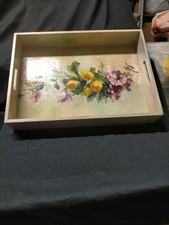 VASSOIO IN LEGNO DECORATO E DIPINTO A MANO SOGGETTO LIMONI E FIORI