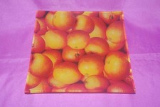 PIATTO  VASSOIO  VETRO  DECORATO ARANCE SOPRAMMOBILE CUCINA CASA SVUOTA TASCHE