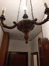 Lampadario In Legno Vintage 3 Bracci 