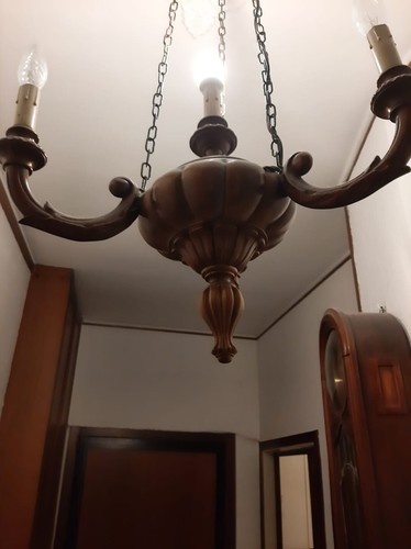 Lampadario legno vintage - in, 3