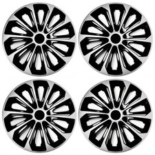 Set 4 Copricerchi 15 Pollici Strong Coppe Argento Nero Universali per Skoda