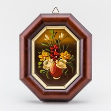 Quadro dipinto su rame  - cornice legno ottagonale - vintage - Made in Italy