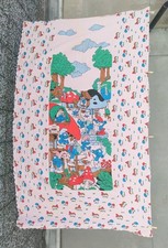 Raro Copriletto singolo I Puffi Peyo Colore Rosa  Originale vintage anni'80-XXX