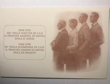 Cartolina Centenario nascita Amedeo Di Savoia-50* Scomparsa Aimone di Savoia