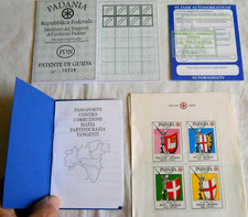 4 passaporto c. identità patente e bolli Padania della Lega di Bossi vedi foto