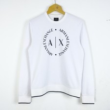 Armani Exchange Felpa Uomo Taglia S Cotone Bianco Sportiva Girocollo Casual Logo