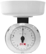 EVA Bilancia Cucina Analogica Bianca Max 5 Kg Quadrante Orologio Facile Lettura