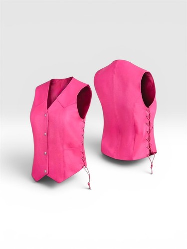 Gilet donna rosa - , pelle