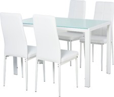 Set Da Pranzo 4 Sedie Imbottite e 1 Tavolo 4 Persone Bianco DecHome 835D55GT